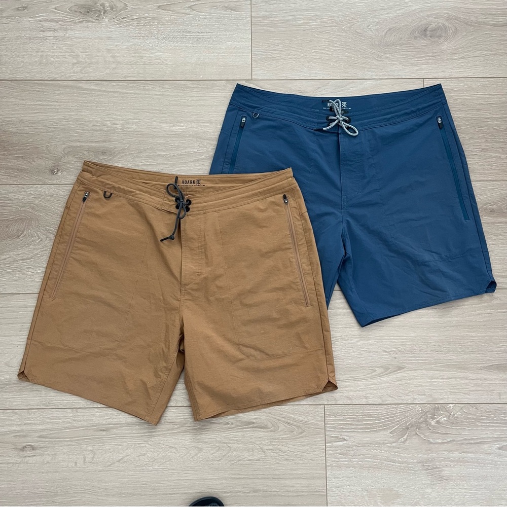 Roark’s Layover Traveler Shorts in Blue and Tan